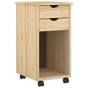 vidaXL Cabinet roulant 34 x 39 x 65 5 cm Pin massif Marron
