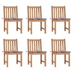 vidaXL Chaises de jardin 6 Pièces avec coussins Bois de teck massif
