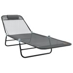 vidaXL Chaises Longues Pliables 2 Pièces avec Appui-tête Grise Textilène