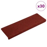 vidaXL Tapis d'escalier autocollants 30 pièces 65 x 21 x 4 cm Bordure rectangulaire rouge bordeaux