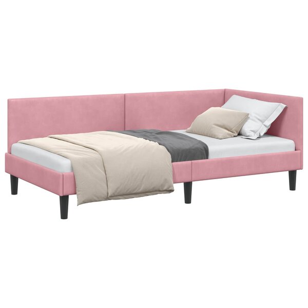 vidaXL Cadre de lit d'angle Rose 80 x 200 cm Velours