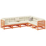 vidaXL Salon de jardin 6 Pièces avec coussins cire marron bois pin massif