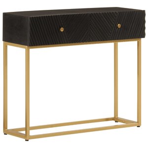 vidaXL Table console noir 90x30x76 cm bois massif de manguier et fer