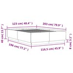 vidaXL Cadre de lit avec lumières LED sonoma gris 120x200 cm