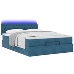 vidaXL Cadre de lit ottoman avec matelas bleu foncé 140x190 cm velours
