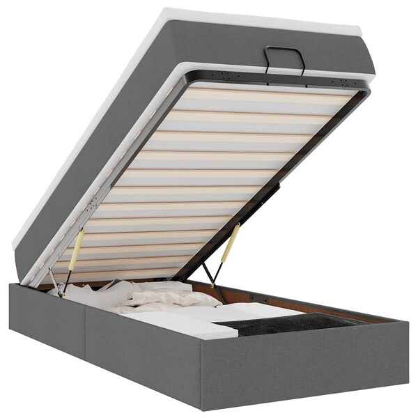 vidaXL Cadre de lit ottoman avec matelas gris foncé 100x200 cm tissu