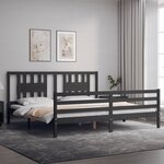 vidaXL Cadre de lit sans matelas gris 200x200 cm bois massif