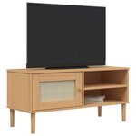 vidaXL Meuble TV SENJA aspect rotin marron 106x40x49cm bois massif pin