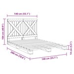 vidaXL Cadre de lit avec tête de lit gris 140x200 cm bois pin massif