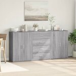vidaXL Buffets 3 Pièces sonoma gris 60x31x84 cm bois d'ingénierie