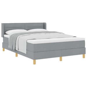 vidaXL Lit à Ressorts avec matelas Gris clair 140 x 190 cm tissu