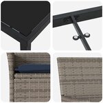 vidaXL Ensemble table et chaises avec coussin 9 Pièces Gris Rotin PE