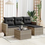 vidaXL Salon de jardin 5 Pièces avec coussins gris clair résine tressée