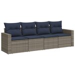 vidaXL Salon de jardin 4 Pièces avec coussins gris résine tressée