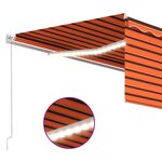 vidaXL Auvent manuel rétractable avec store LED 4x3 m Orange et marron