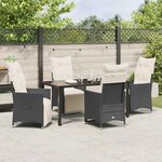 vidaXL Ensemble de salle à manger pour jardin 5 Pièces Noir Poly rotin
