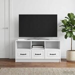 vidaXL Meuble TV Blanc 102 x 34 5 x 47 cm Bois d'ingénierie