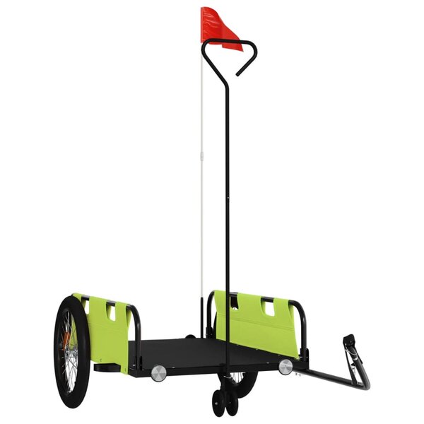 vidaXL Remorque de vélo vert et noir tissu oxford et fer