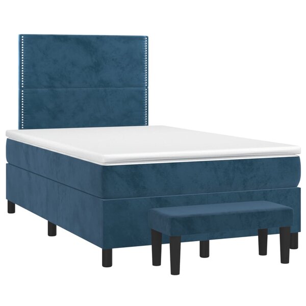 vidaXL Sommier à lattes de lit et matelas bleu foncé 120x190cm velours