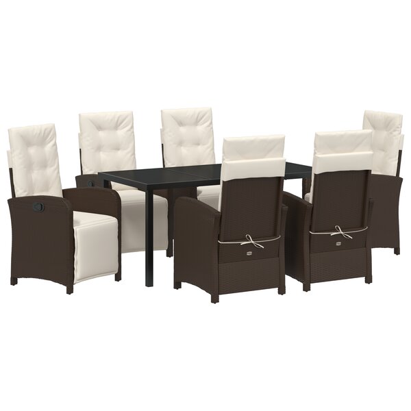 vidaXL Set de jardin de 7 pièces avec des coussins en rotin synthétique marron