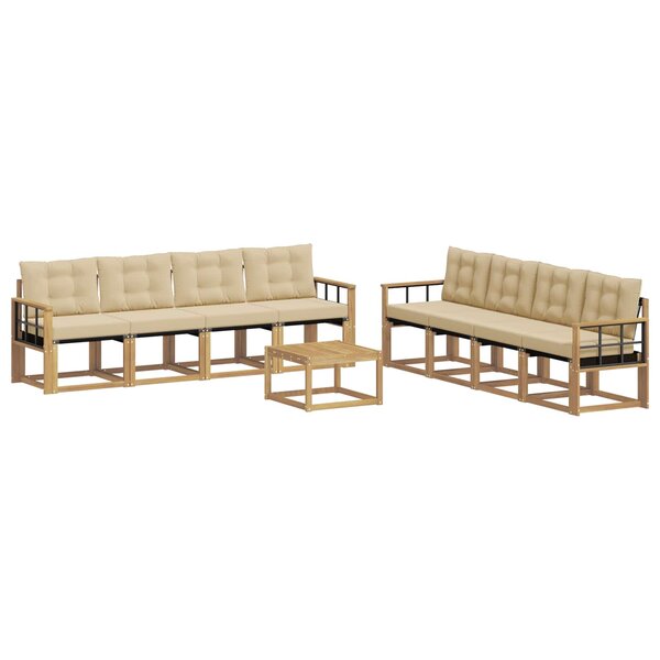 vidaXL Ensemble de canapés d'extérieur 9 pc Blanc et Beige