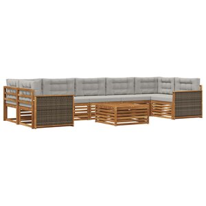 vidaXL Ensemble de canapés d'extérieur 8 pc Naturel et gris clair
