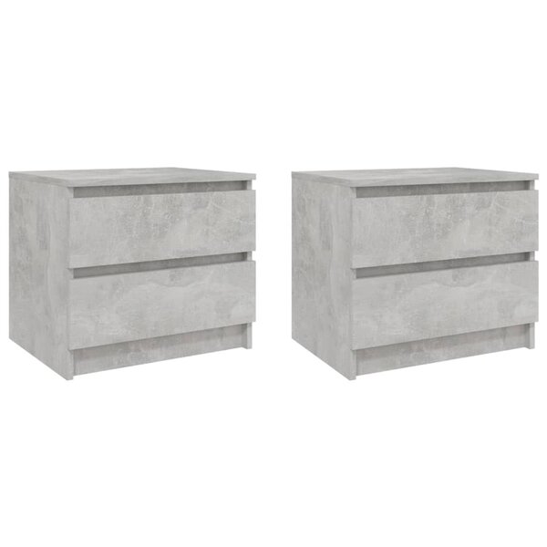 vidaXL Tables de chevet 2 Pièces Gris béton 50x39x43 5 cm Aggloméré