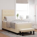 vidaXL Lit à ressort avec Matelas et Banc Crème 100x200 cm en Tissu