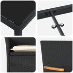 Ensemble repas jardin 3 pièces vidaXL avec coussins en poly rotin noir