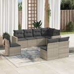 vidaXL Salon de jardin 8 Pièces avec coussins gris clair résine tressée