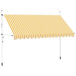 vidaXL Auvent rétractable manuel 400 cm Rayures oranges et blanches