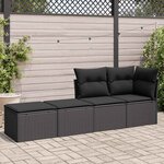 vidaXL Salon de jardin avec coussins 2 Pièces noir résine tressée acacia