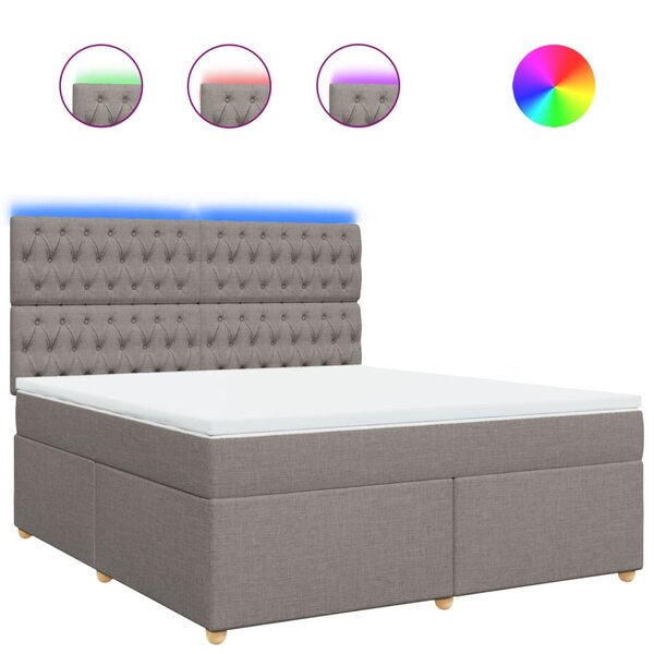 vidaXL Sommier à lattes de lit avec matelas Taupe 180x200 cm Tissu