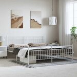 vidaXL Cadre de lit métal sans matelas et pied de lit blanc 193x203 cm