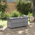 vidaXL Banc de rangement avec coussin gris 138 cm résine tressée