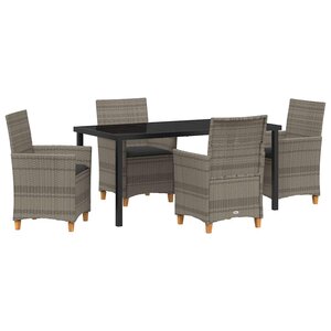 vidaXL Ensemble de salle à manger pour jardin 5 Pièces Gris polyrotin
