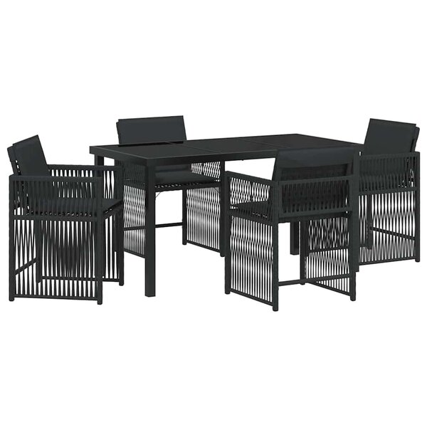 vidaXL Ensemble de salle à manger pour jardin 5 Pièces Noir polyrotin