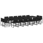 vidaXL Ensemble à manger de jardin 17 Pièces coussins noir résine tressée