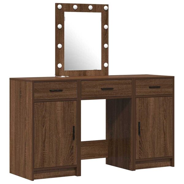 vidaXL Table de Toilette avec tiroir 3 Pièces Marron 50 x 41 x 135 cm