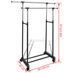 vidaXL Porte-manteaux réglables 2 Pièces 2 rails d'accrochage