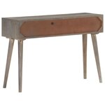 vidaXL Table console Gris 110x35x75 cm Bois de manguier massif brut