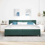 vidaXL Lit à ressort LED avec matelas Vert foncé 200 x 200 cm Velours