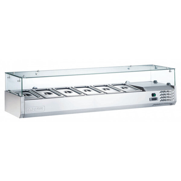 Saladette à poser réfrigérée série afistar - 4 à 9 bacs gn 1/3 - afi collin lucy - r600a - inox1500 mm 1200x395x435mm