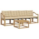 vidaXL Ensemble de canapés d'extérieur 5 Pièces Blanc et Beige