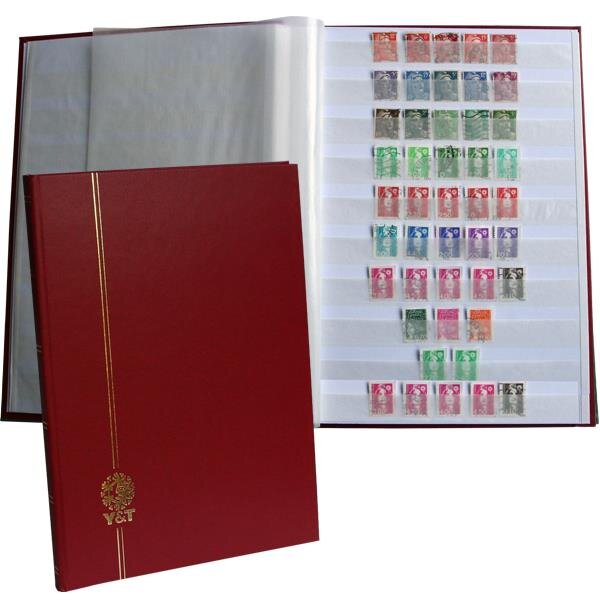 PERFECTA : Classeur fixe pour timbres (Grand modèle-Pages Blanches-16p. Grenat)