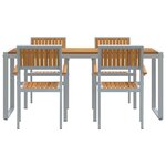 vidaXL Ensemble de salle à manger pour jardin 5 Pièces Gris et marron