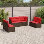 vidaXL Salon de jardin avec coussins 7 Pièces marron résine tressée