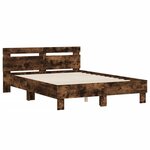 vidaXL Cadre de lit sans matelas chêne fumé 135x190 cm