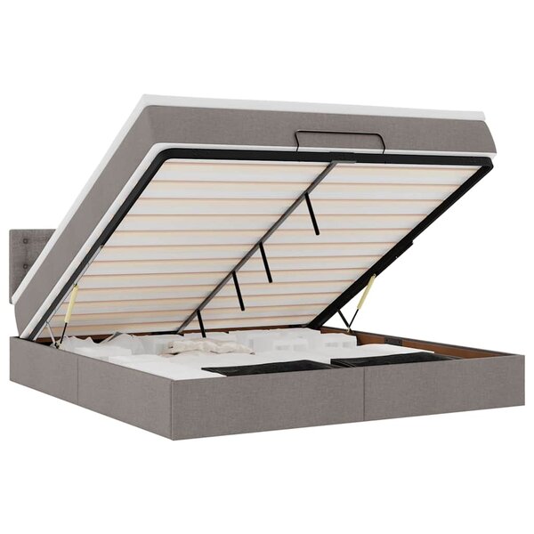 vidaXL Lit ottoman avec matelas et LED Taupe 180x200cm tissu