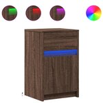 vidaXL Armoires de chevet et lumières LED 2 Pièces chêne marron